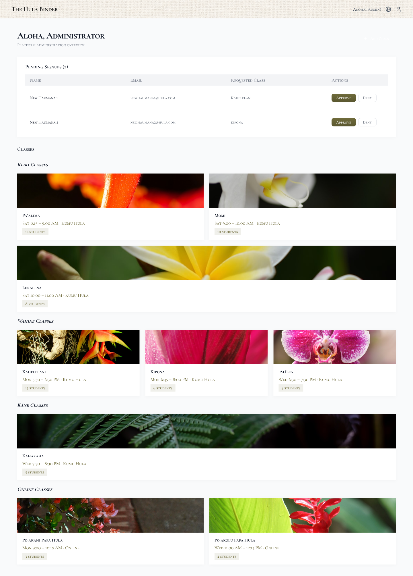 The Admin Dashboard preview